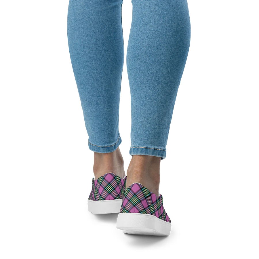 Purple Orchid and Turquoise Plaid Women's Slip-On Shoes product image (9)