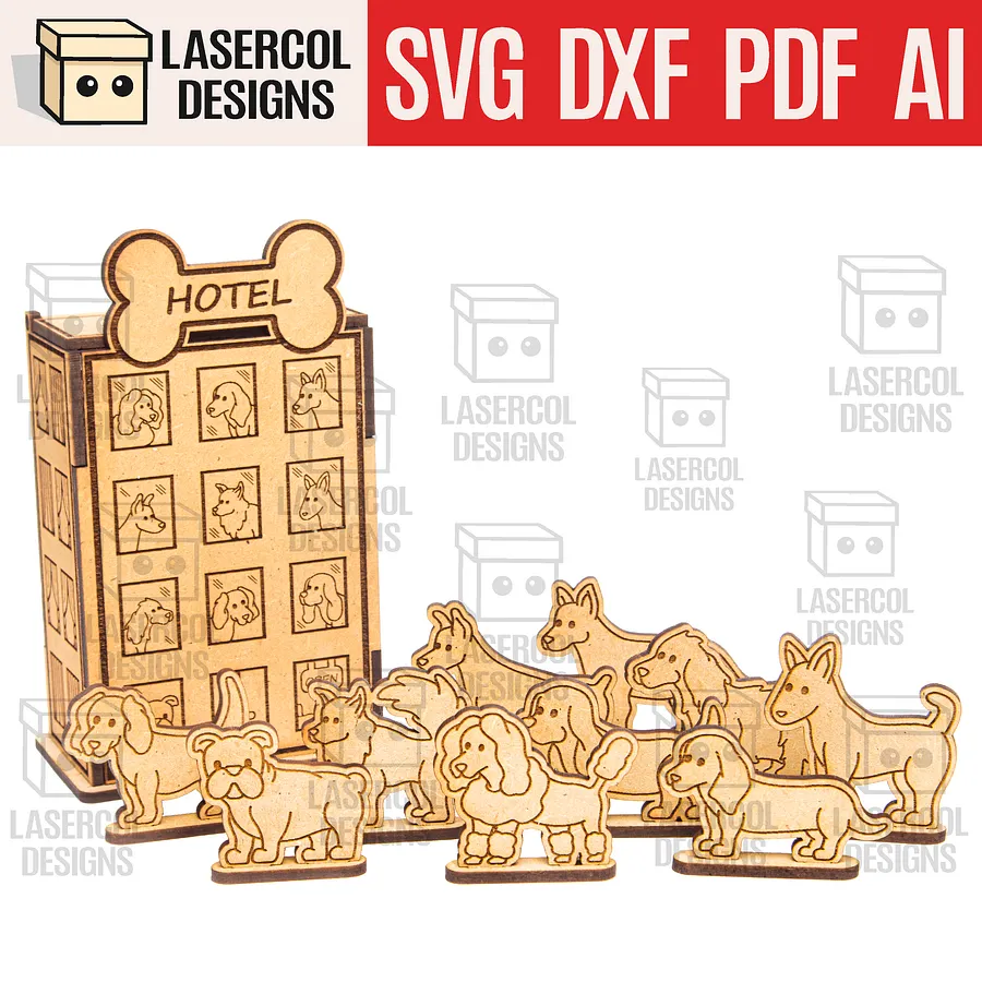 Dog Hotel Box Paint Kit DIY Cut Outs - Laser Cut Files product image (1)