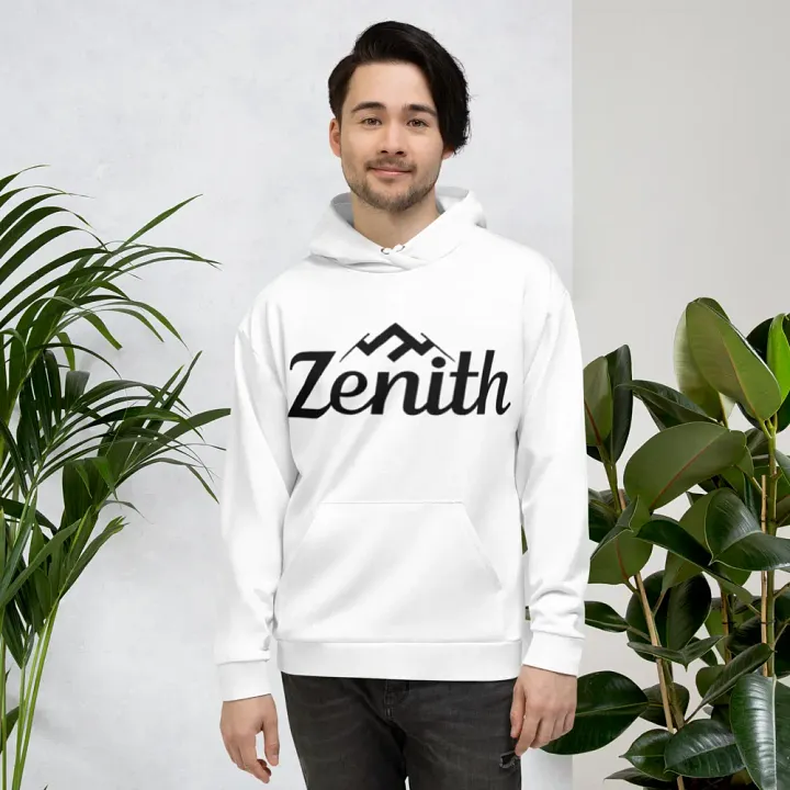 Zenith Recycled Unisex Hoodie with Mountain Peak Design - White product image (1)