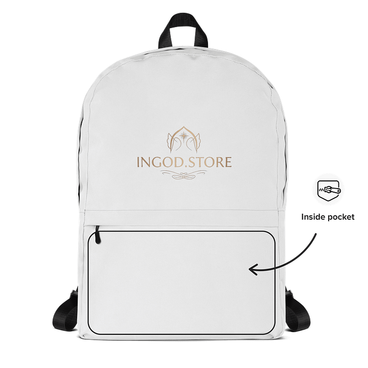 INGOD.STORE "Journey in Faith" Backpack - White Christian Daypack with Inside Pocket, Versatile Scripture-Inspired Bag for School, Travel & Church product image (2)