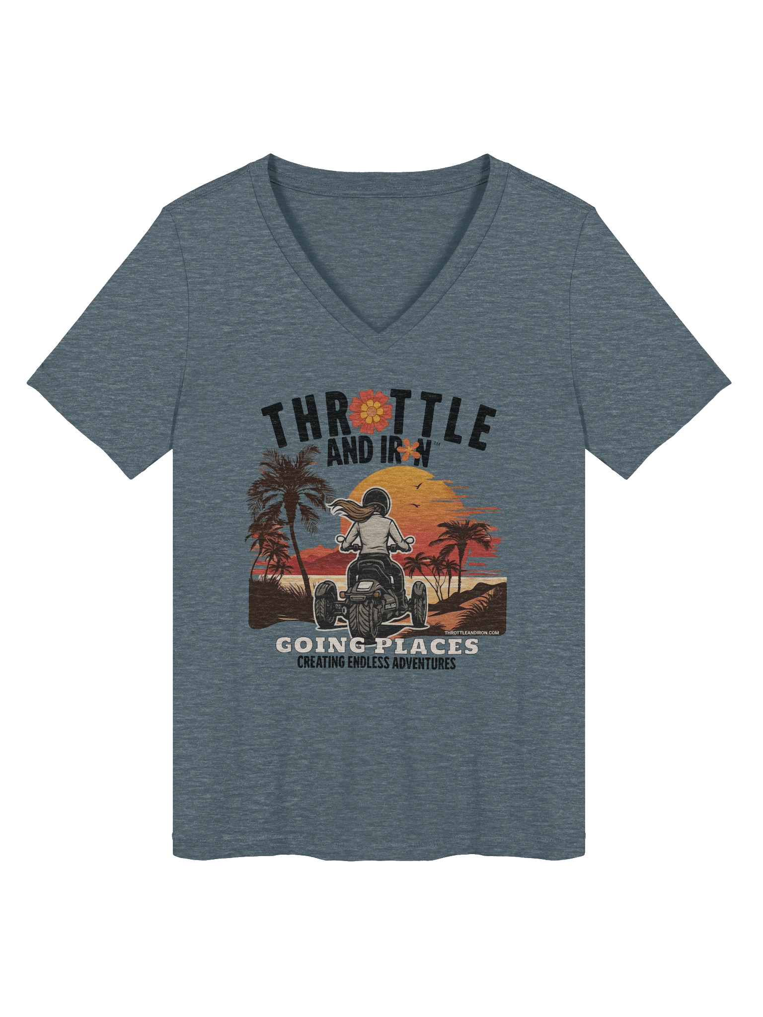 Throttle & Iron “Going Places” Women’s V-Neck Tee (3) Wheel product image (2)