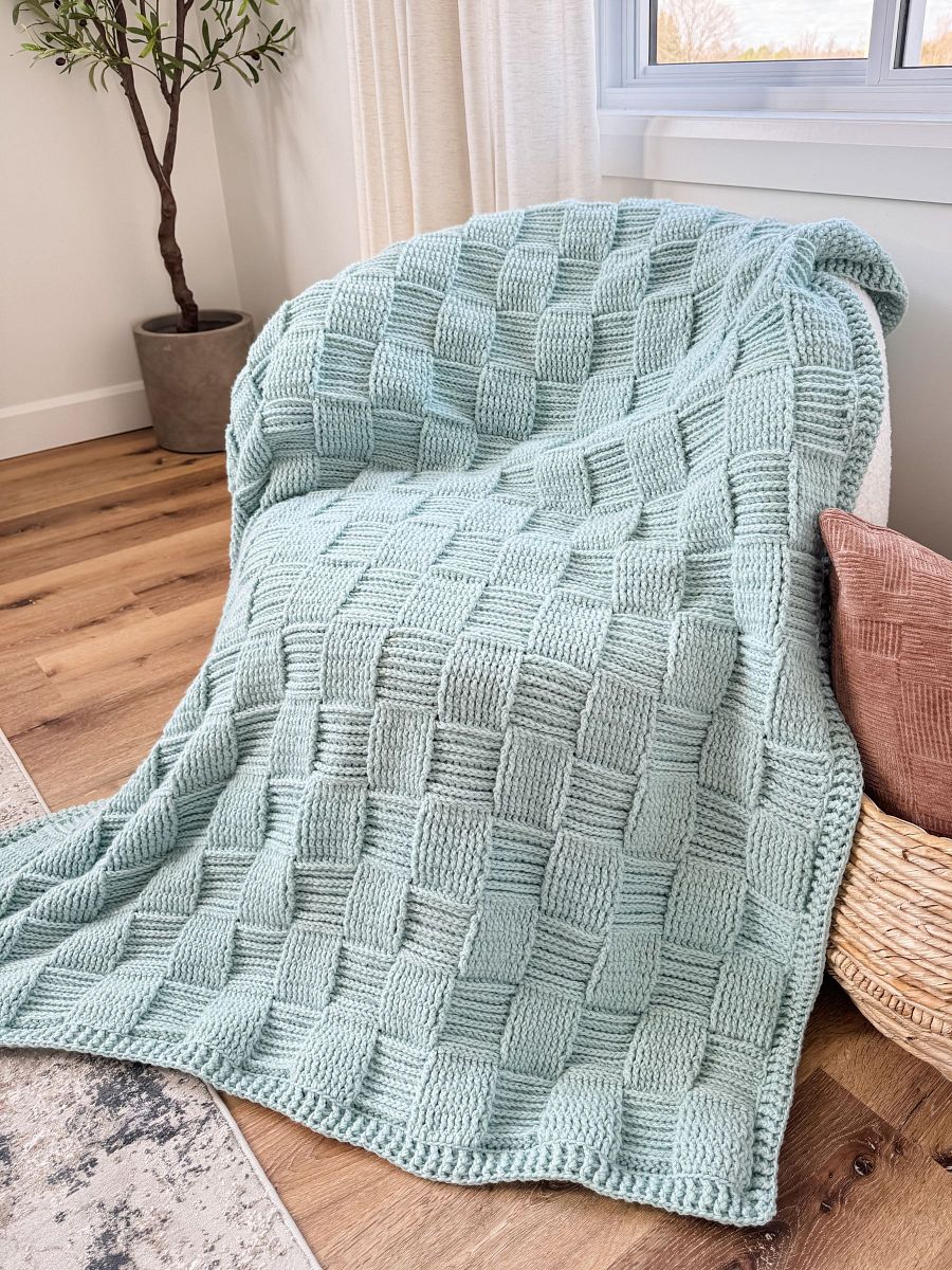 Seabreeze Basket Weave Blanket Crochet Pattern product image (1)