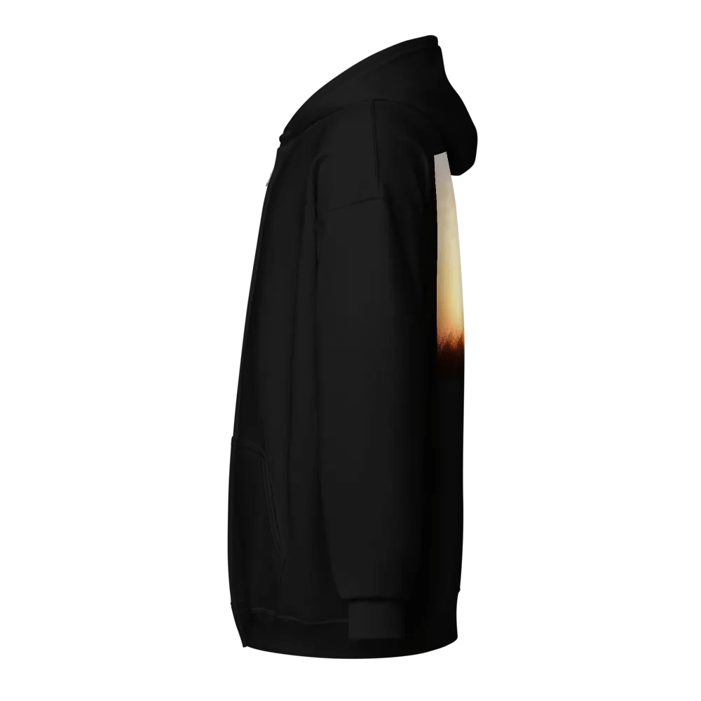 Radiant cross illuminated by a bright, golden light, set against a soft & glowing sunrise background & doves Hoodie product image (3)