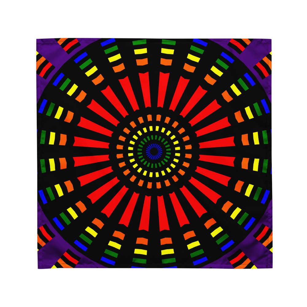 Neon Rainbow Black Bandana, Kaleidoscopic Queer Art Accessory product image (3)