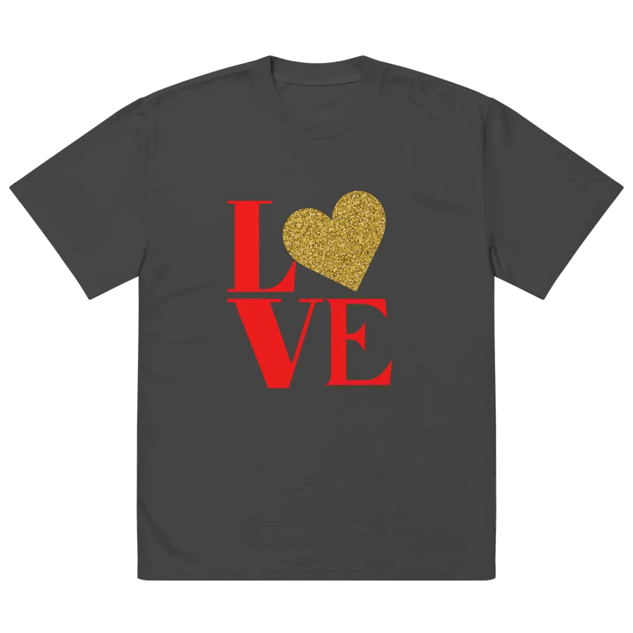 Love in Red Letters Gold Heart Oversized Tee product image (5)