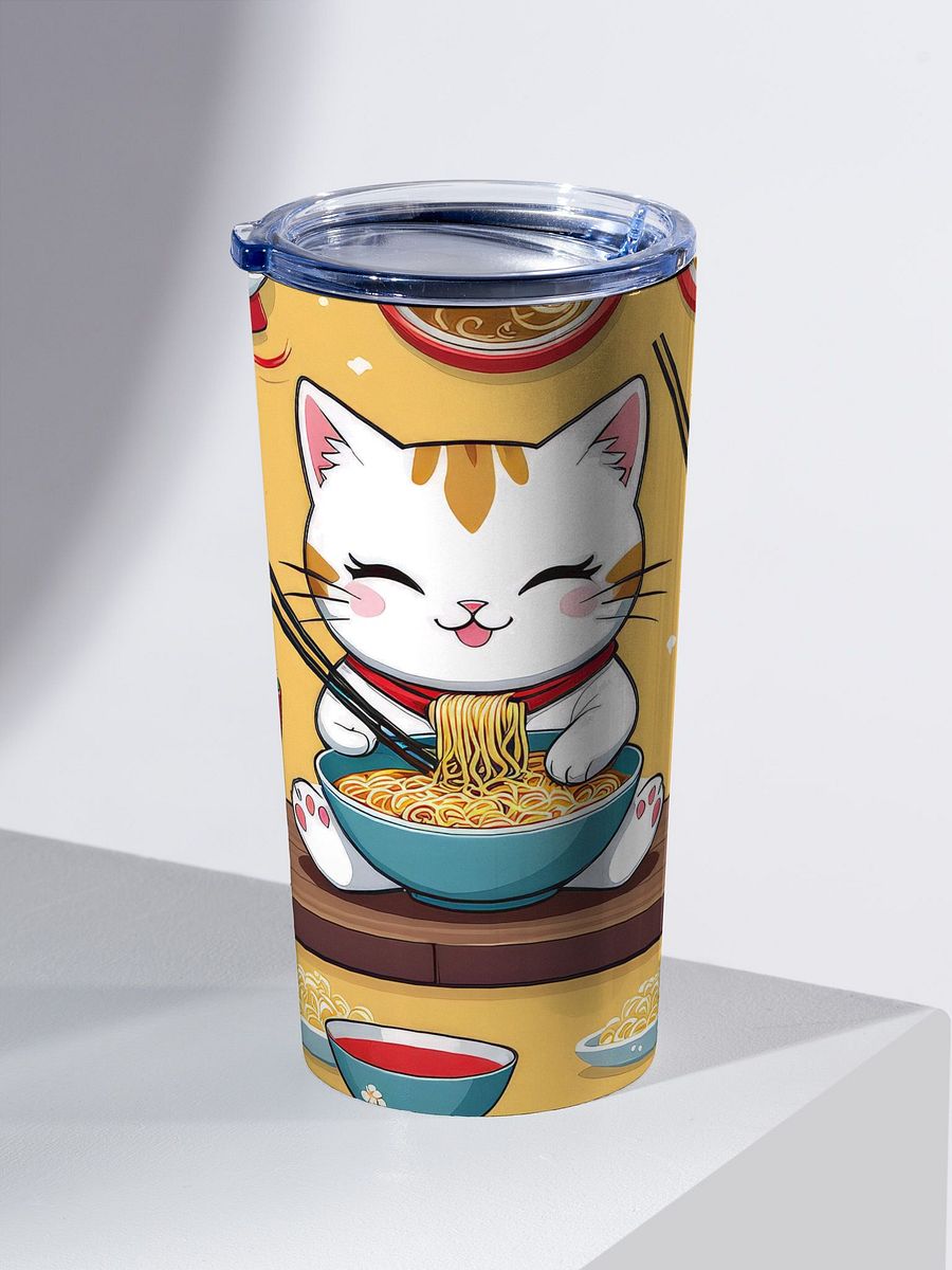 Cute Kawaii Cat Eating Ramen Noodles 20 oz Stainless Steel Tumbler product image (3)