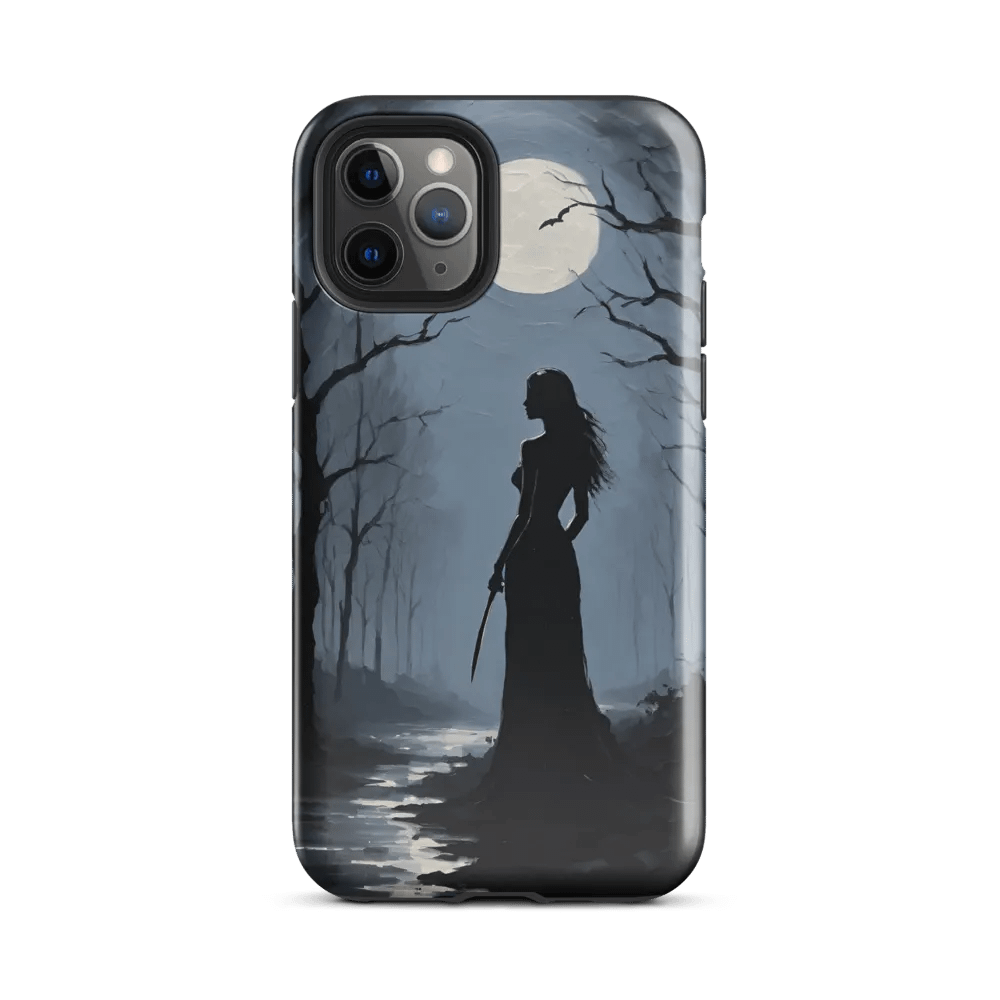 Tough Phone Case for iPhone® - Palette Knife Oil Painting of a Witch Under a Full Moon product image (2)