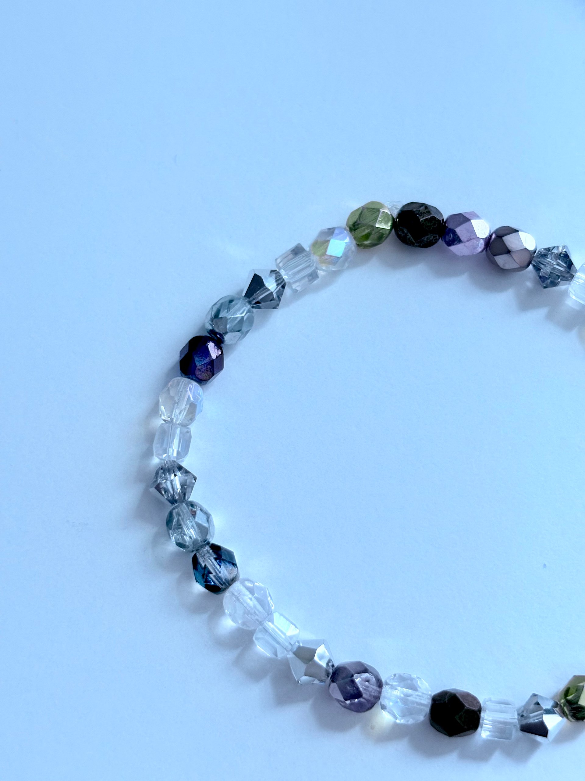MFD-00168 | Handmade 8" Clear & Metallic Bead Stretch Bracelet | Coastal Charm Jewelry by Monique Faella Designs™ product image (2)