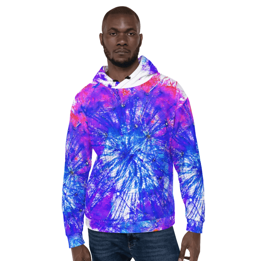 Abstract Bright Neon Dandelion Seeds Unisex Pull Over Hoodie product image (7)