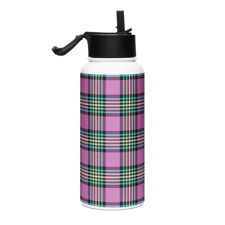 Purple Orchid and Turquoise Plaid Water Bottle product image (1)