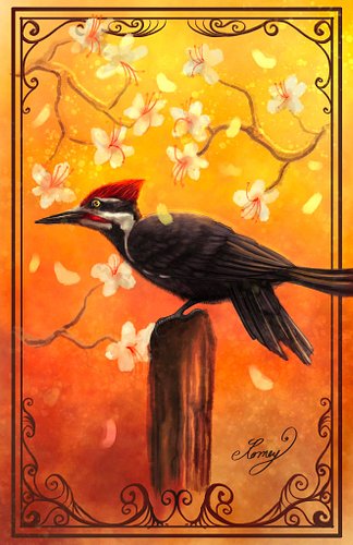 Woodpecker from my series of pieces Native Birds of the Mountain State. 

I wanted these pieces to be very languid and dreamy...