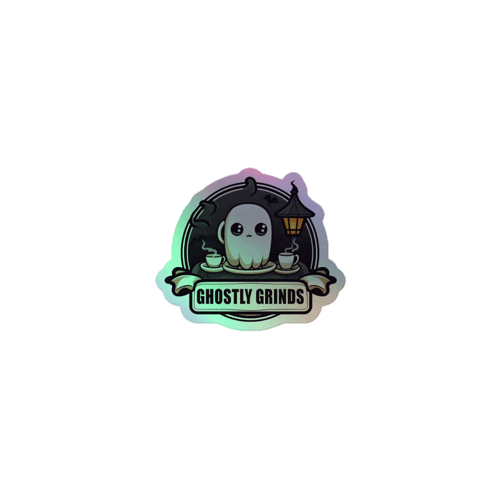Ghostly Grinds Holographic Sticker product image (1)