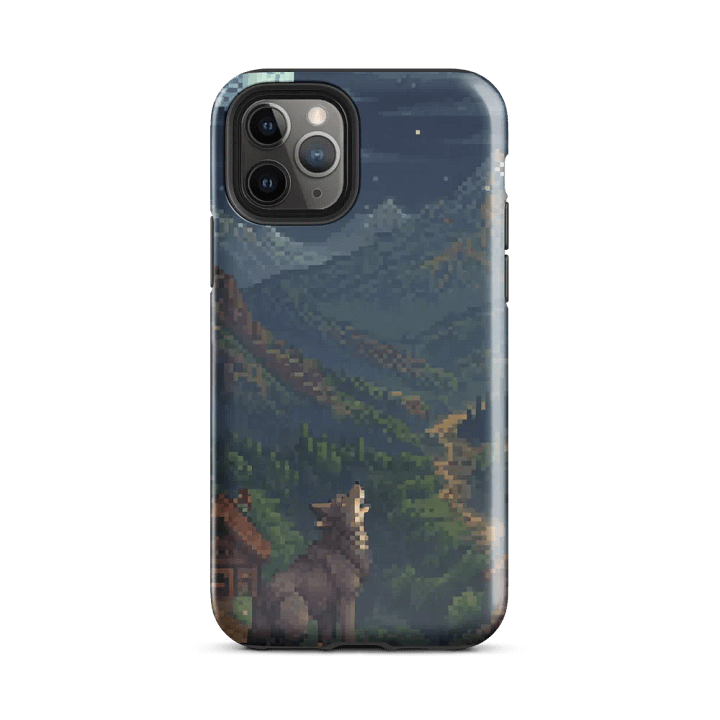 Pixel Howl iPhone Tough Case - Retro Nighttime Mountain Design product image (25)