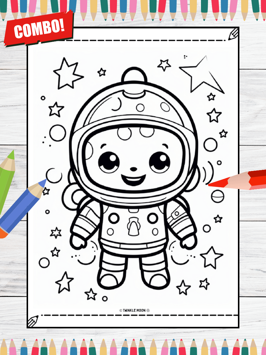 150 Cute Kawaii Space Coloring Pages#Combo (PDF Coloring Pages) product image (4)