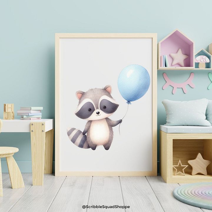 Blue Balloon Rocket Raccoon Wall Art product image (2)