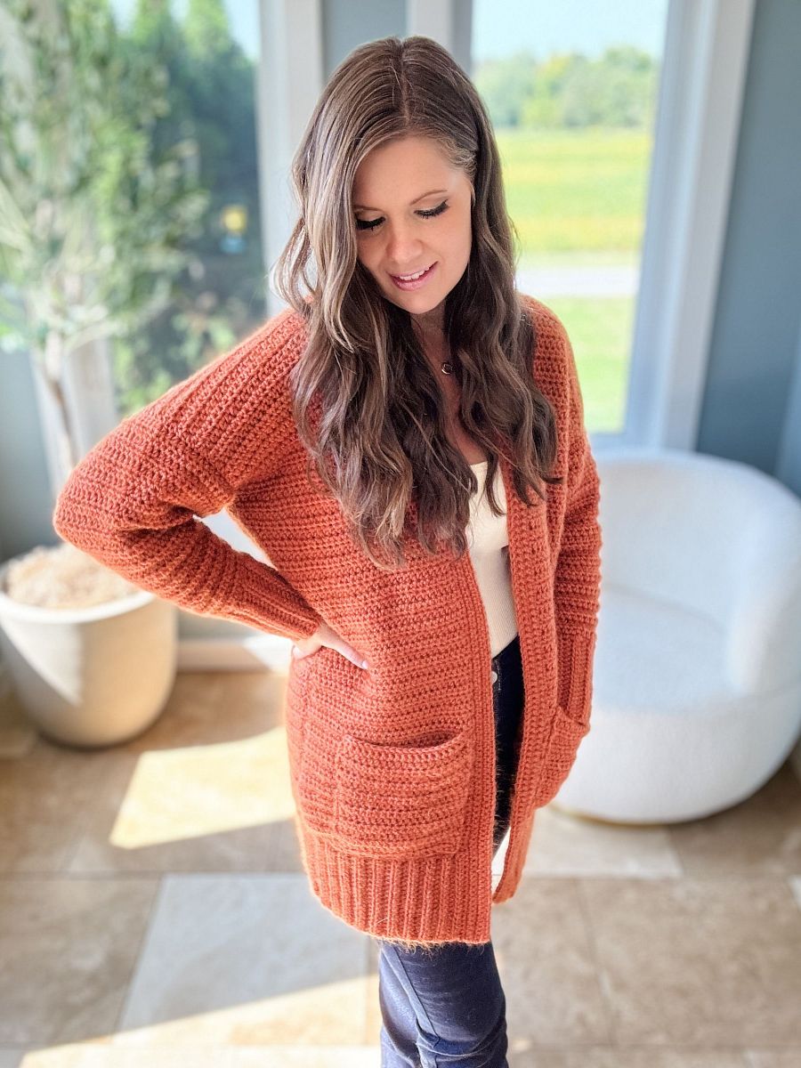 Fuzzy Peach Cardigan Crochet Pattern product image (1)