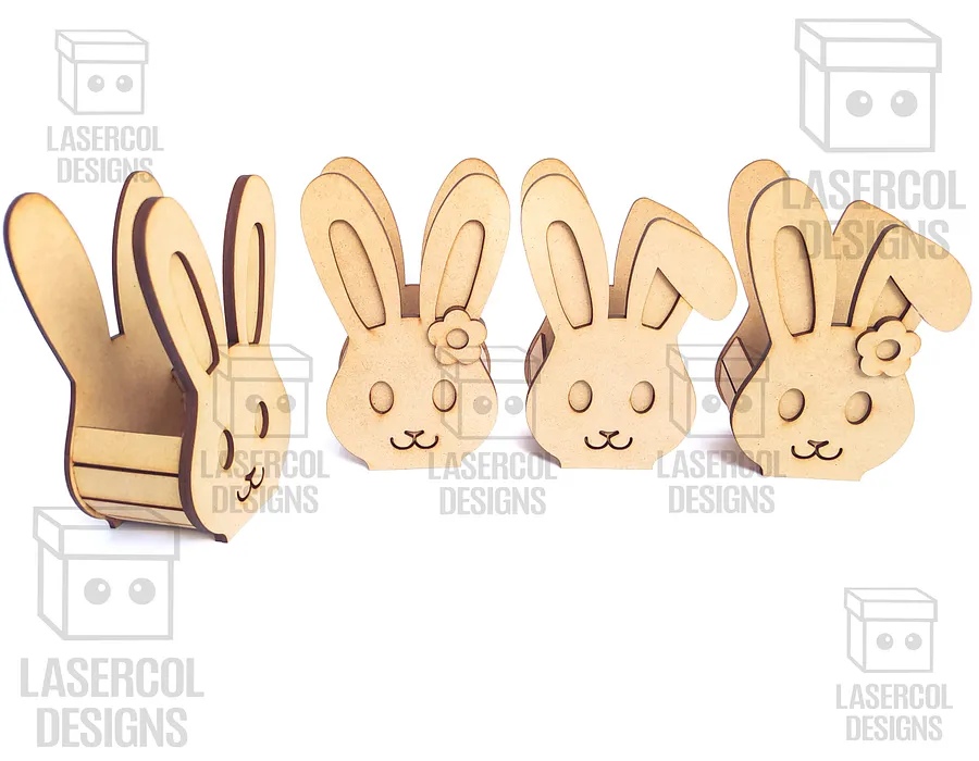 Easter Bunny Basket Set 1 (4 Styles, 2 Sizes) - Laser Cut Files product image (4)