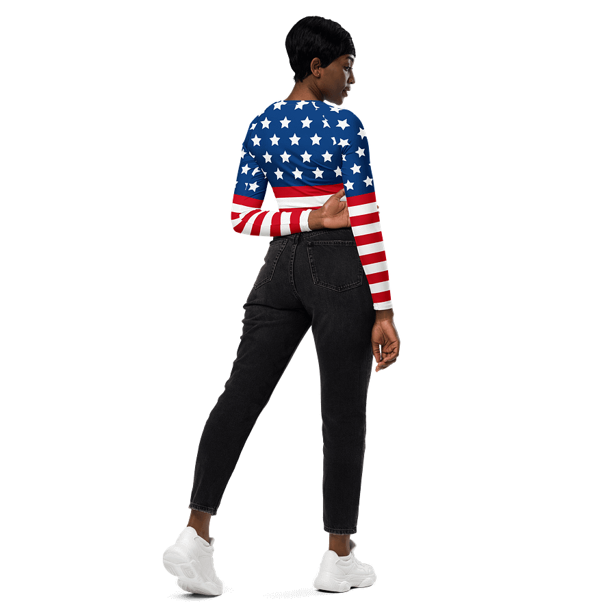 Patriotic Star Spangled Long Sleeve Crop Top product image (6)
