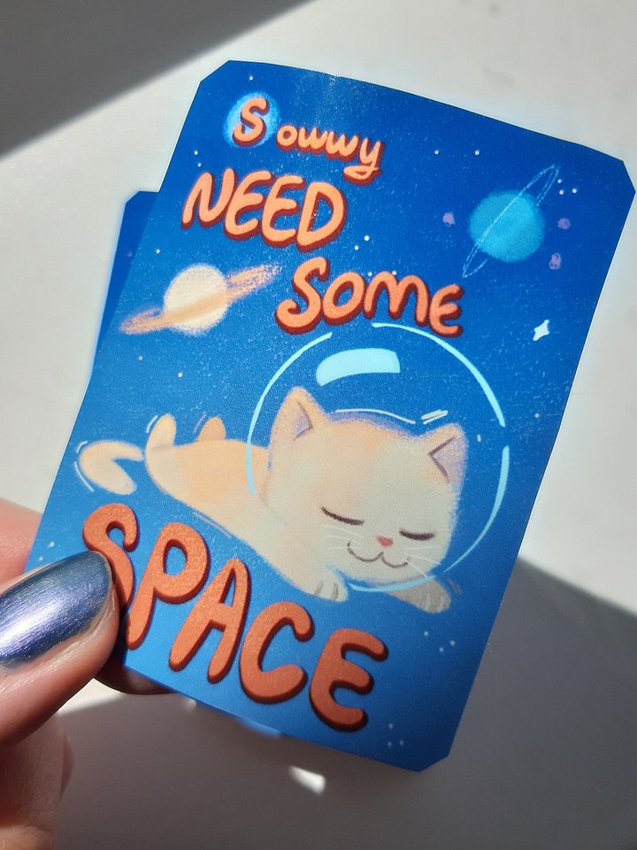 Original vinyl sticker - Space Kitten 2.6” product image (1)