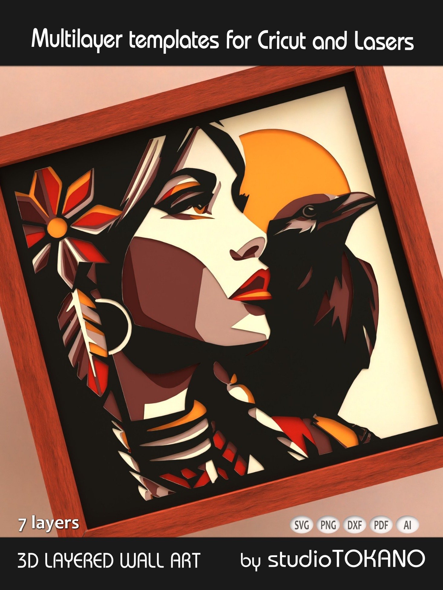 Raven Girl 3D layered svg for Cricut product image (2)