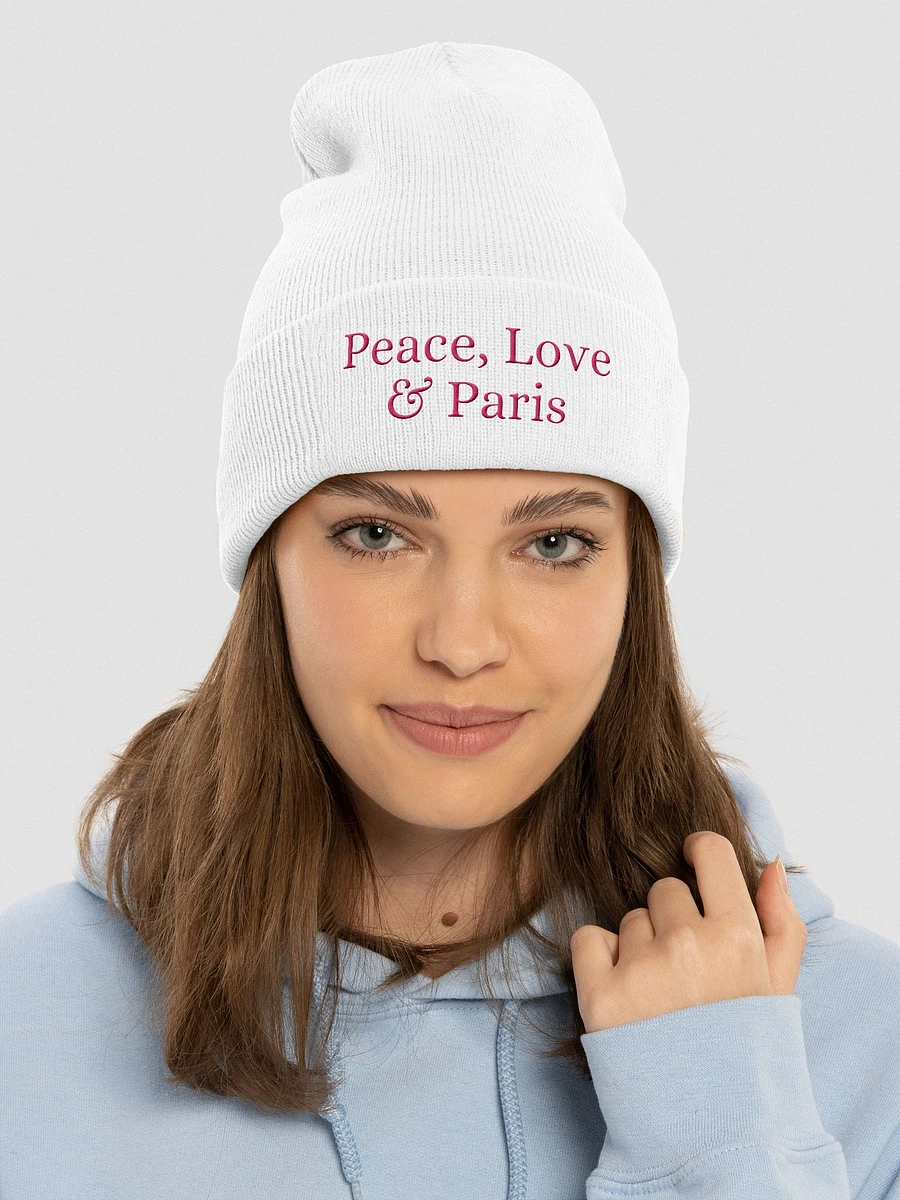 Peace, Love & Paris Cozy Comfort Beanie - Pink Embroidery product image (11)