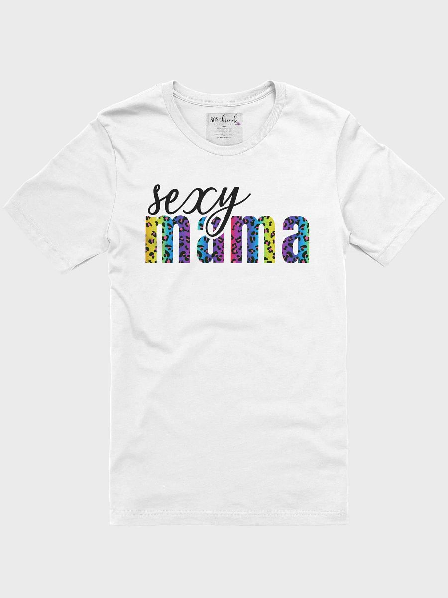 Sexy Mama T-Shirt; Black with Bright Rainbow Leopard Pattern product image (2)