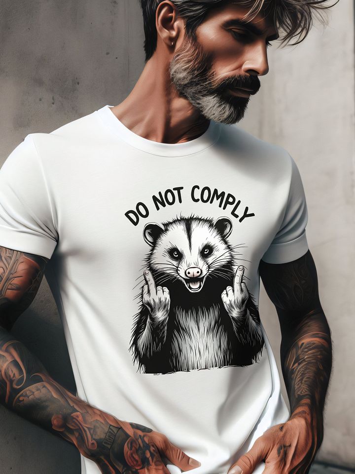 Do Not Comply Feral Opossum T Shirt, Resist Middle Finger product image (1)