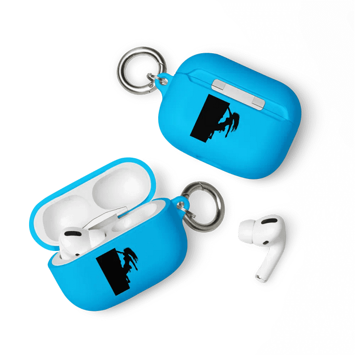 Woman rock climbing Airpod case (blue) product image (1)