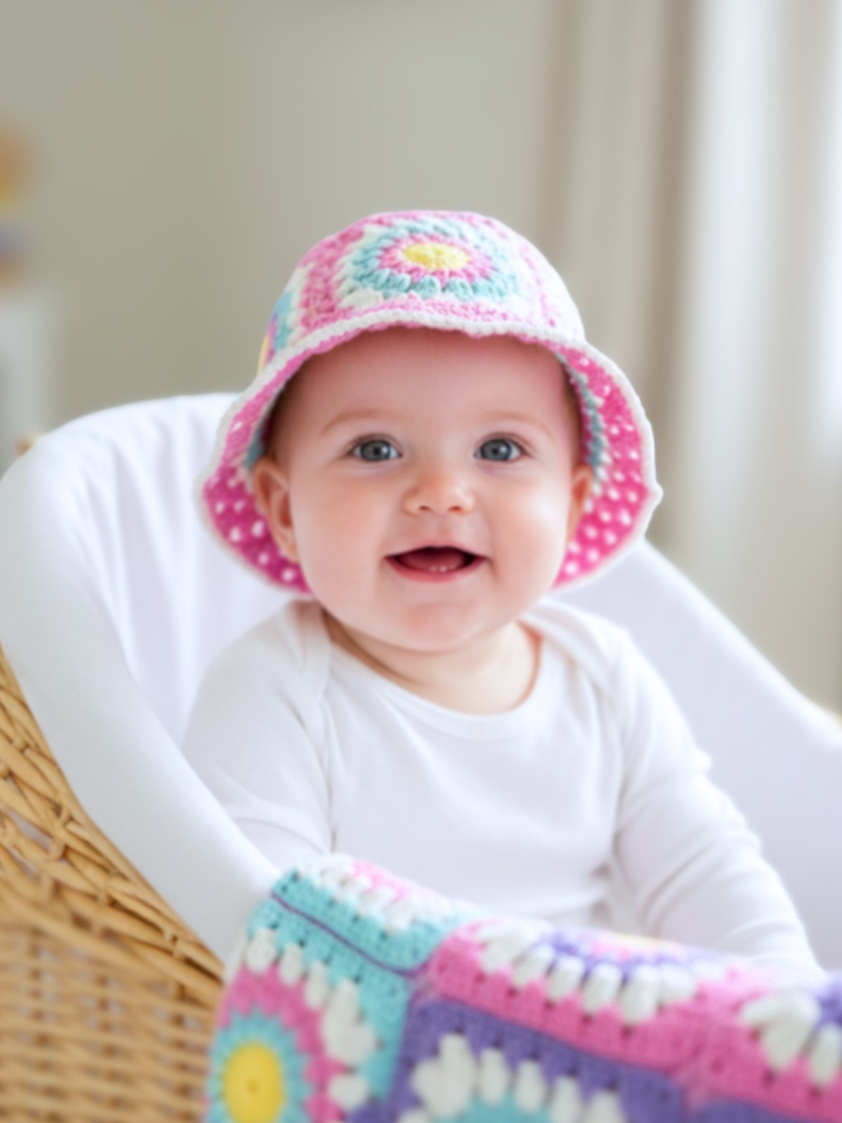 Sunburst Crochet Bucket Hat Pattern – Granny Square Summer Hat – DIY Colorful Festival Hat – Crochet PDF Pattern product image (1)