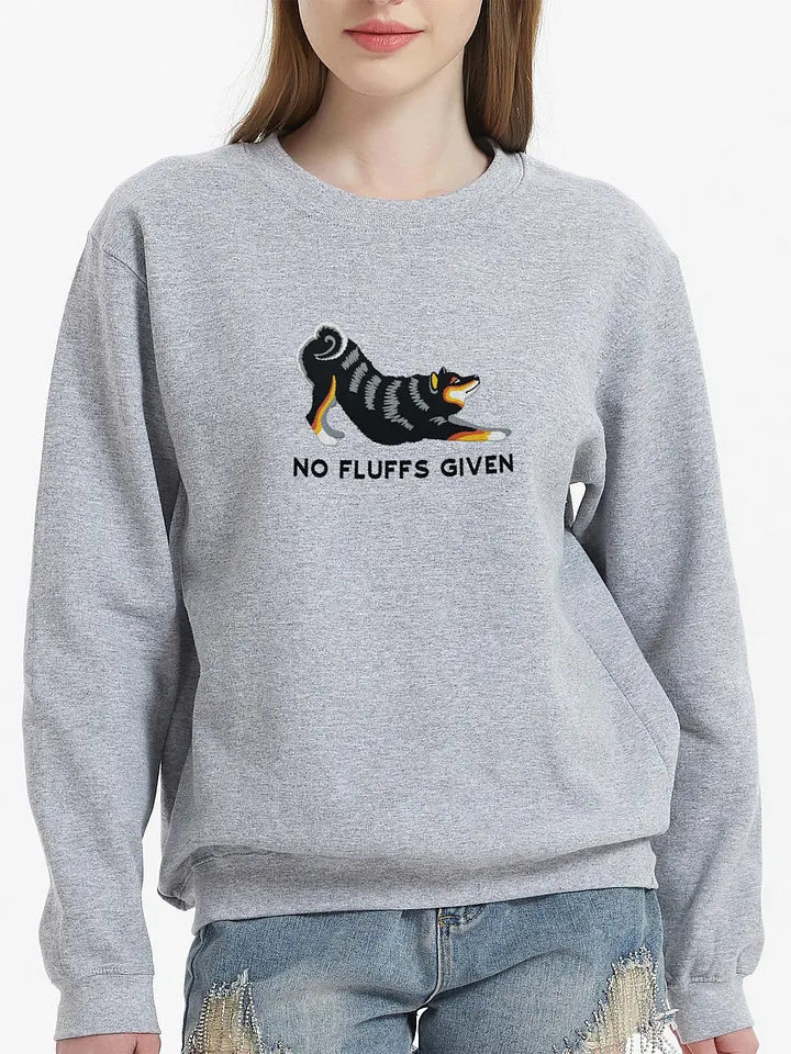 No Fluffs Given Sweatshirt (Embroidered) of a Shiba Inu(Tricolor) product image (2)