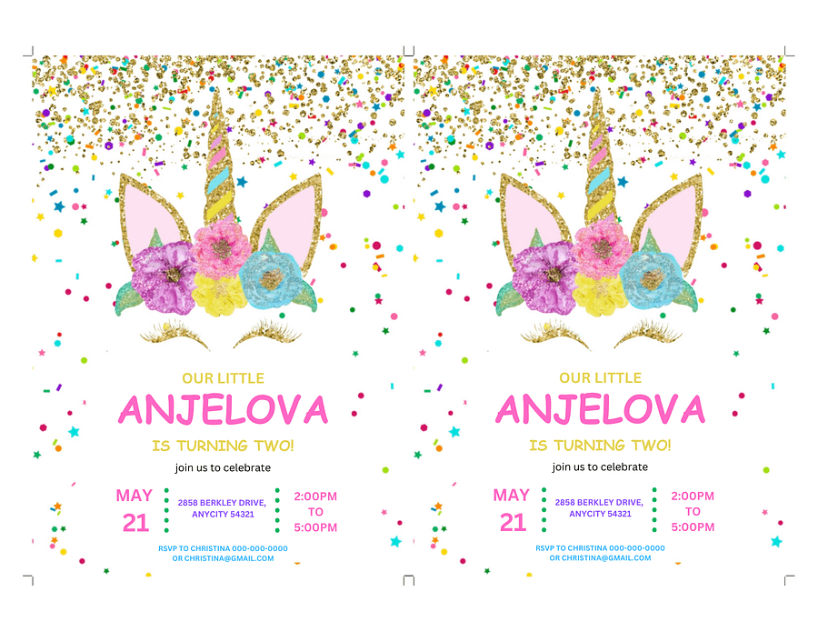 Editable Magical Unicorn Birthday Invitation Canva product image (2)