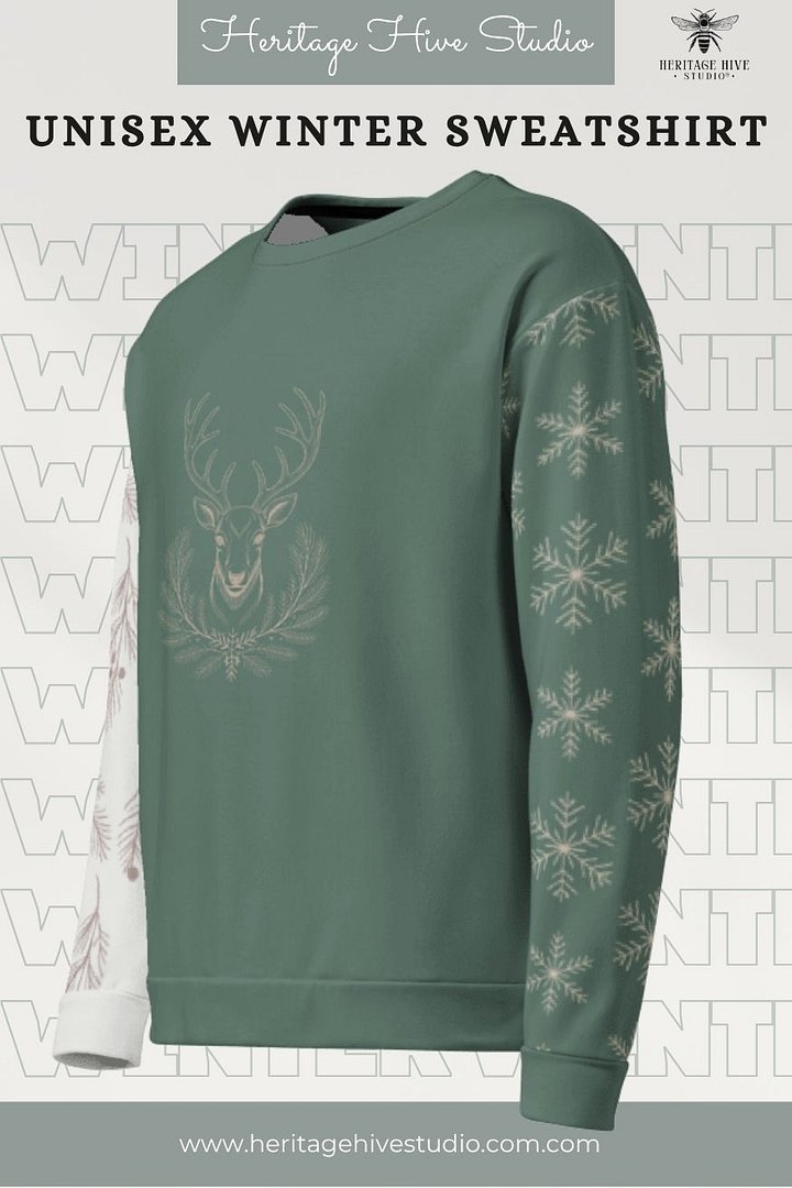 Forest Green Winter Reindeer Sweatshirt | Unisex Cozy Christmas Jumper product image (1)