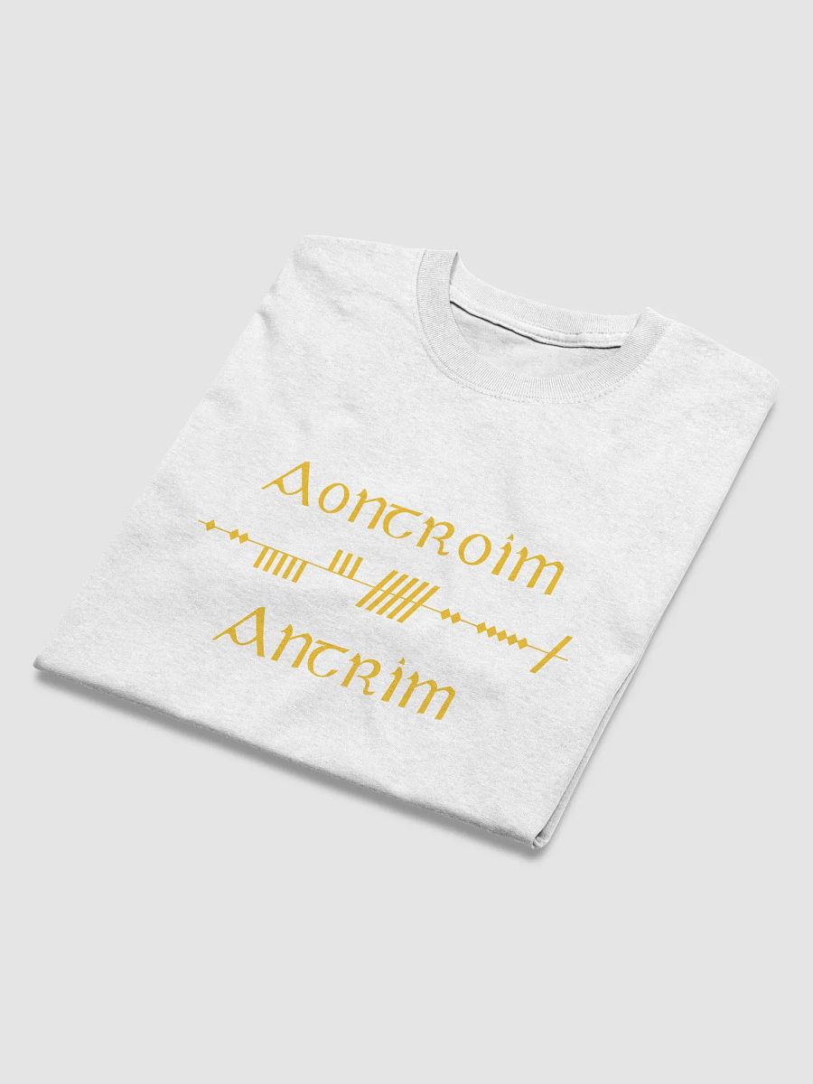 Antrim/Aontroim Scholastic style Ogham, White Printed T-shirt product image (4)