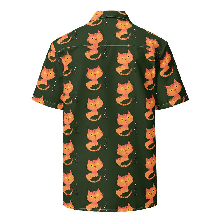 Feasting Ginger Kitty Button-Down Hawaiian Shirt - Green product image (2)
