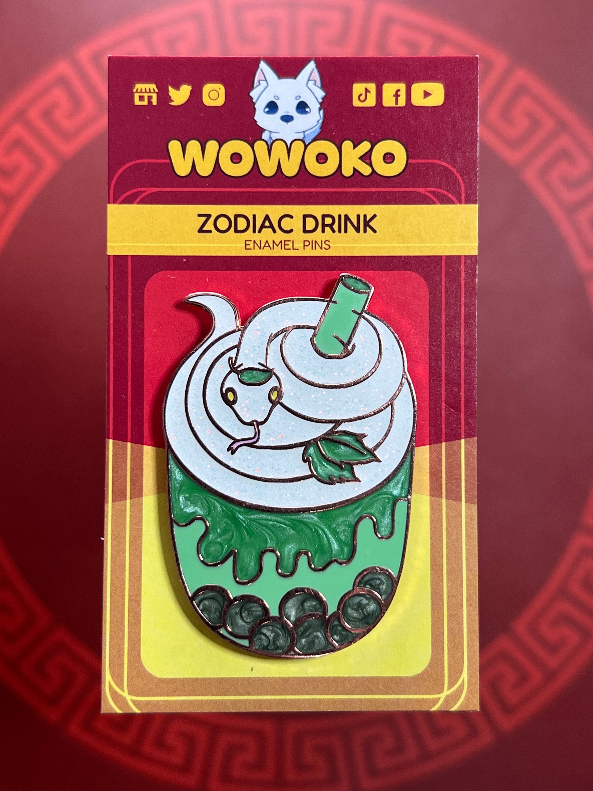Enamel Pin - Zodiac Drinks - Matcha Snake Green Tea product image (1)