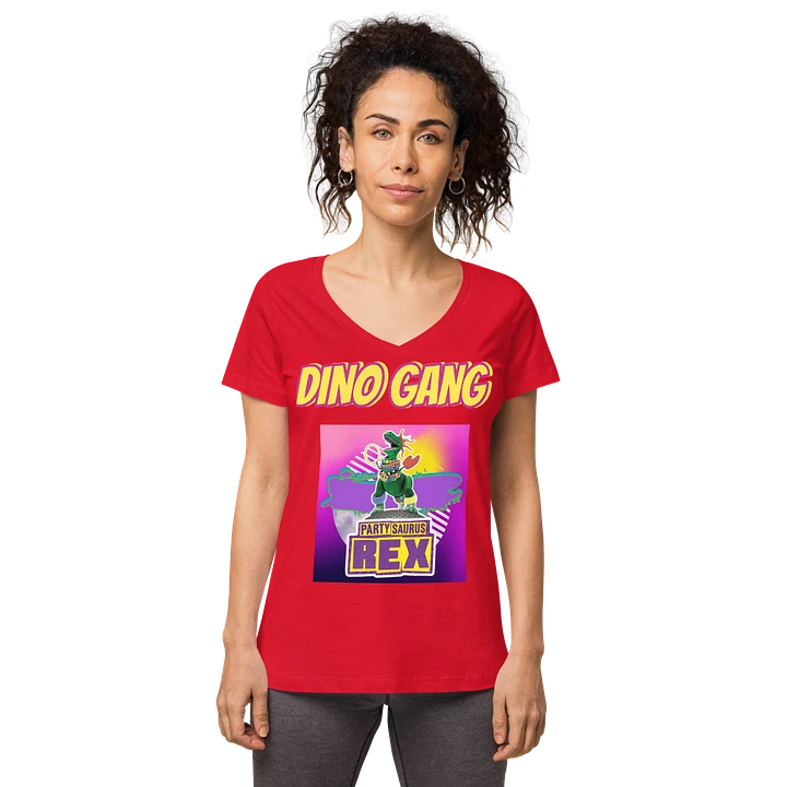 Womans V neck Red Dino Gang product image (1)