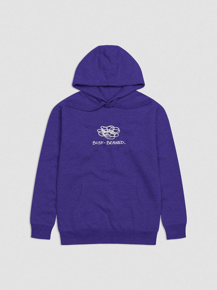 BUSY-BRAINED (white design) embroidered heavyweight hoodie product image (2)