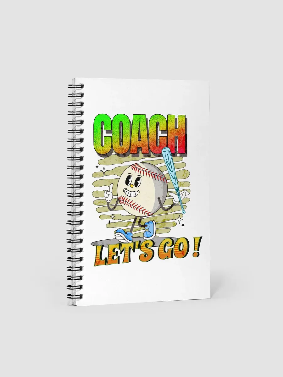 Retro Mascot Coach Lets Go Baseball Spiral Notebook product image (1)
