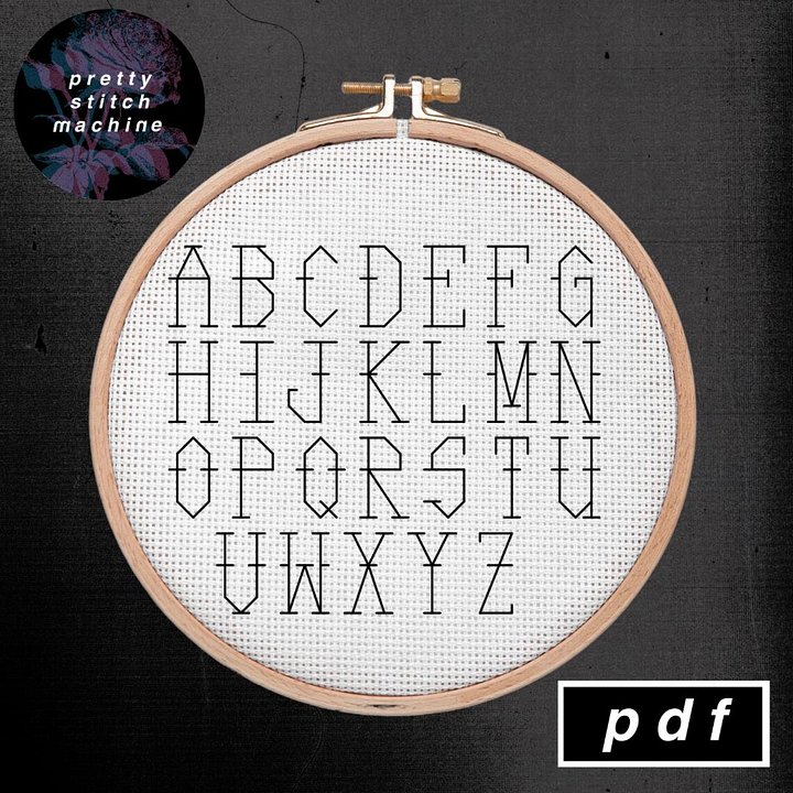Traditional Tattoo Back Stitch Alphabet / Font Pattern product image (1)