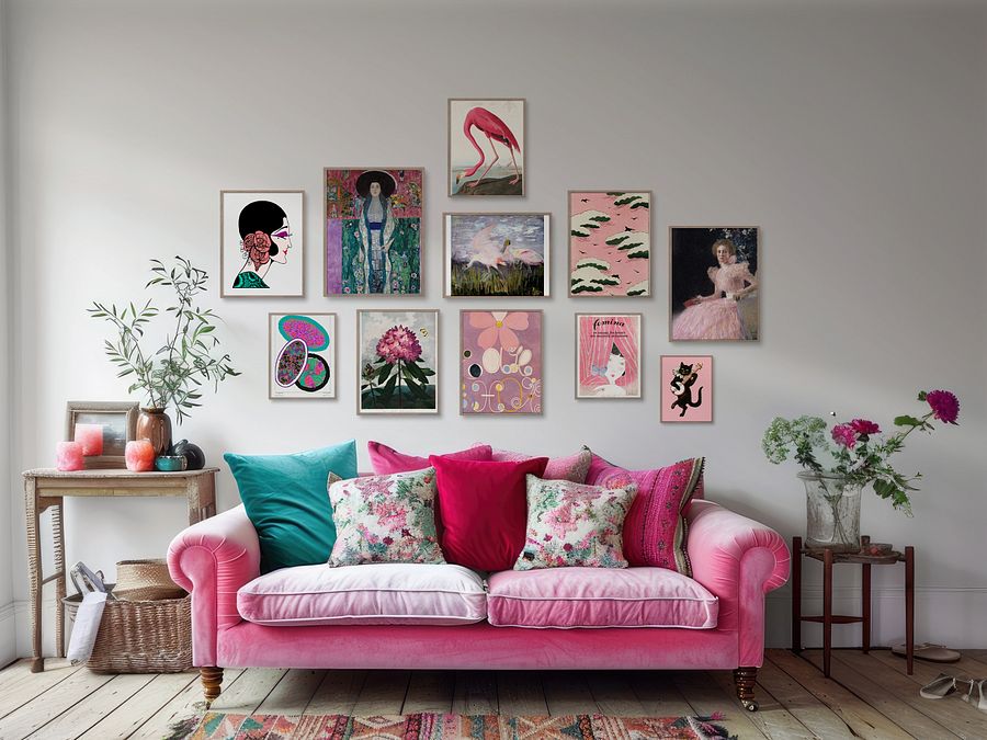 Eclectic Pink Flamingo Gallery Wall Set of 11 DIGITAL Prints product image (1)