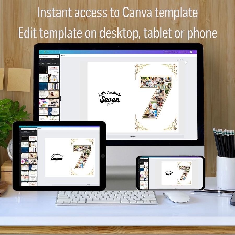 Seven Year Celebration Card Photo Collage Canva Template product image (4)