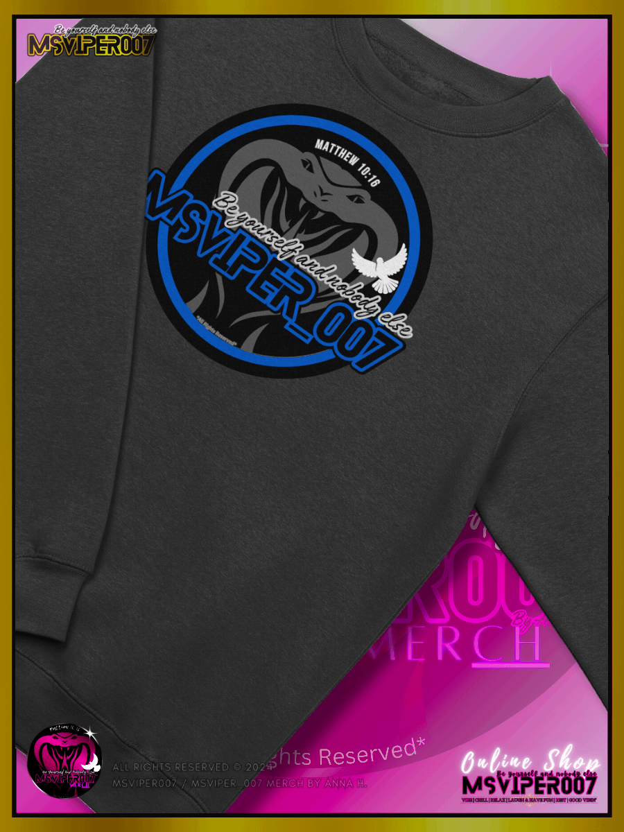 Sweatshirt - "MsViper_007™ Brand Classic" [blue/blk emblem] - Streetwear/Cozy Sweatshirt By Anna H. product image (3)