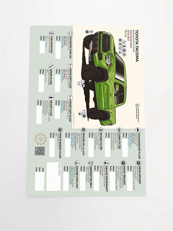 3RD GEN MAINTENANCE TRACKER V1.2 - Lime product image (2)