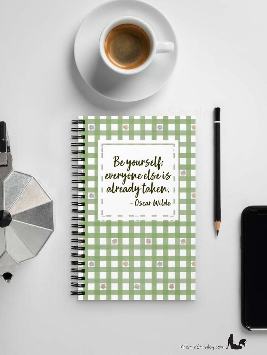 Be Yourself Inspirational Quote on Green Gingham product image (8)