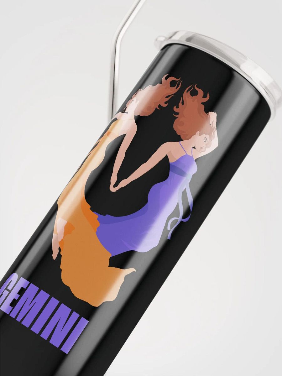 Black Gemini Zodiac Stainless Steel Tumbler - Vibrant Gemini Girls Illustration product image (5)
