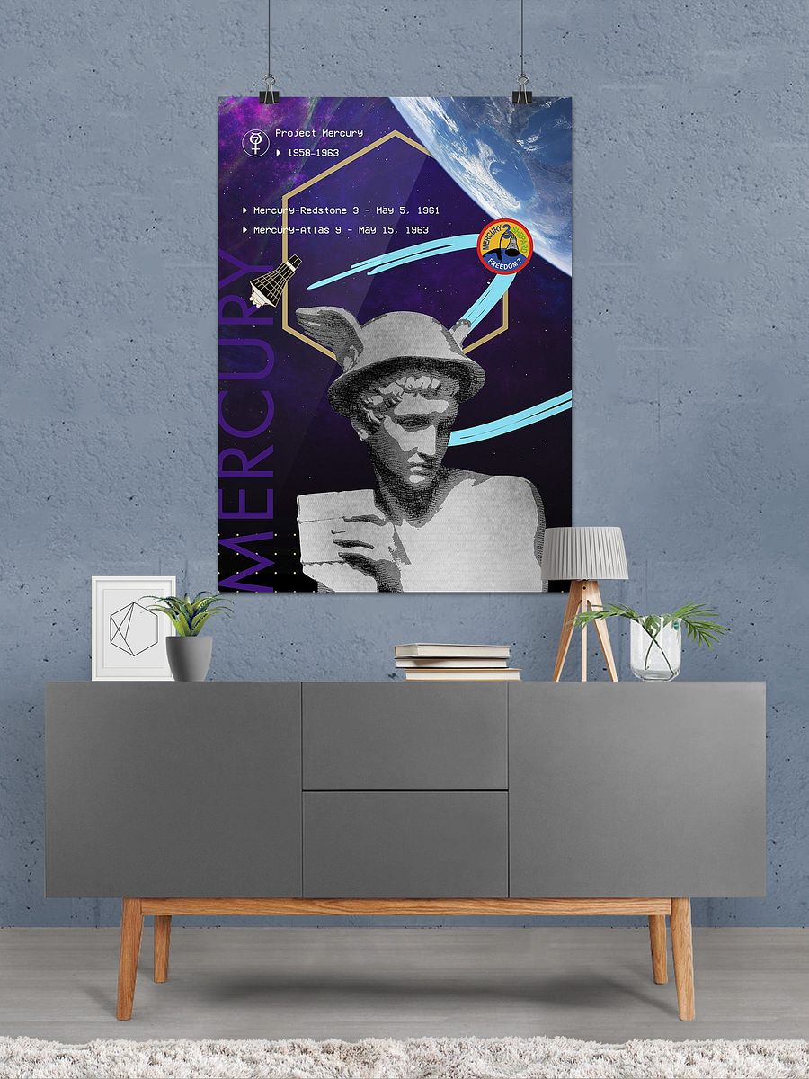 Synthwave NASA Project Mercury (1958–1963) [synthwave/vaporwave/retrowave] — space poster, retrowave poster, neon poster, aesthetic poster product image (2)