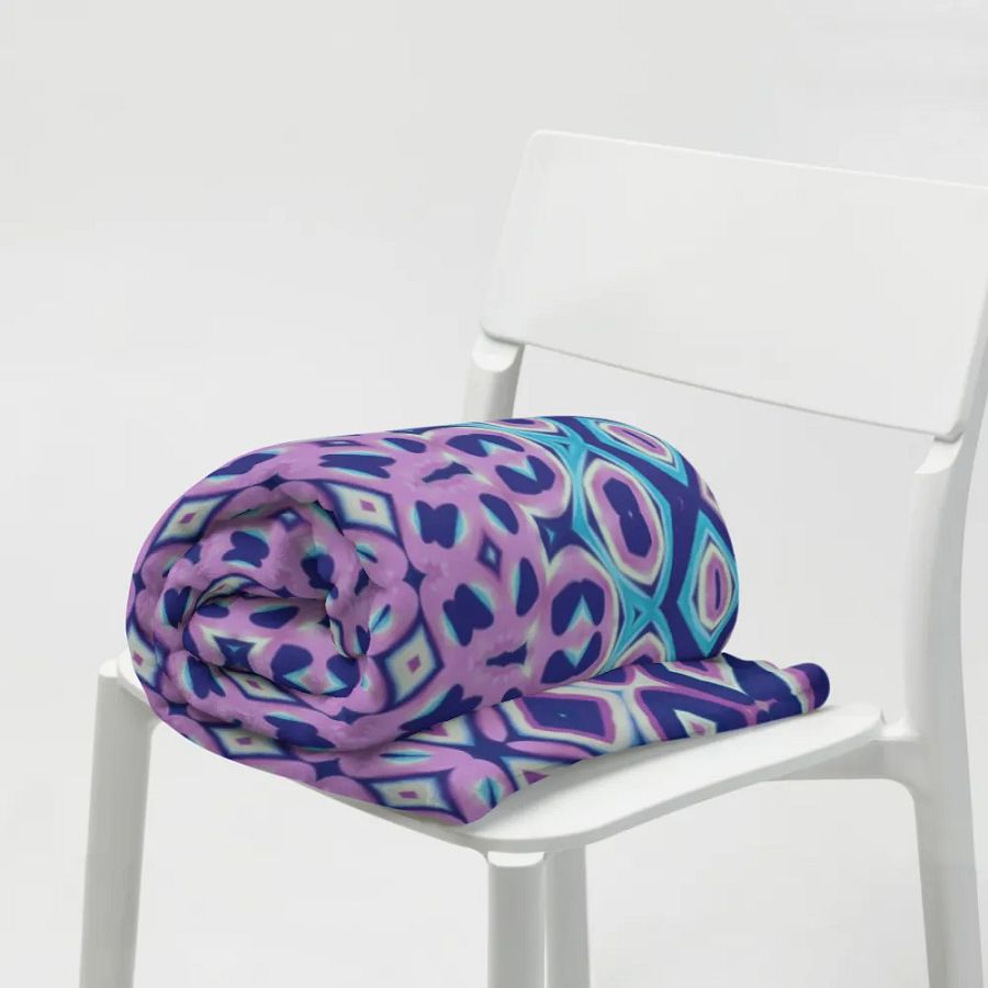 Blue, Navy & Pink Geometric Throw Blanket product image (8)