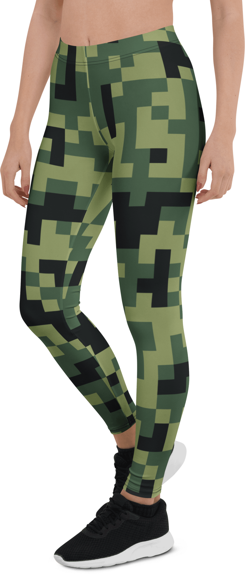 Military Green Camouflage Pixels Camo Pattern Leggings product image (3)