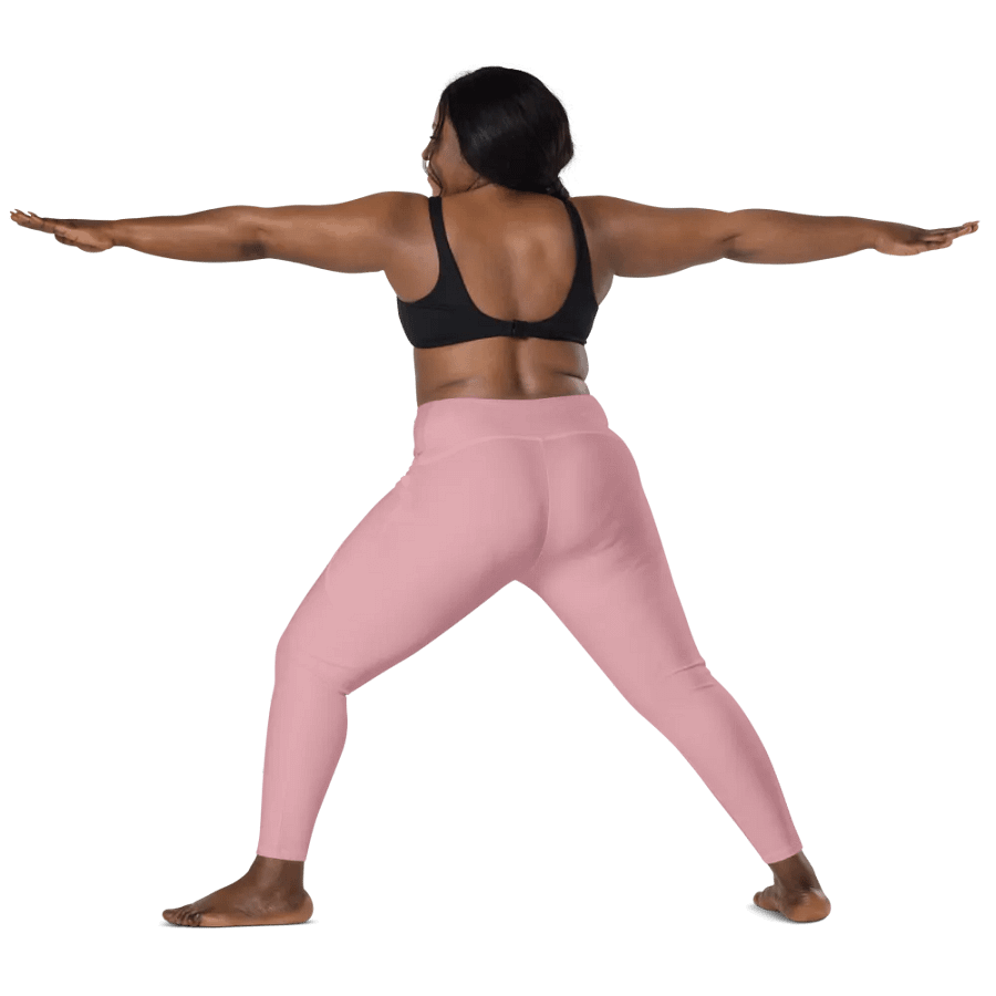 Plain Dusty Light Pink Soft Summer Women's High Waisted Premium Crossover Leggings with Pockets by Treasure Pie product image (12)
