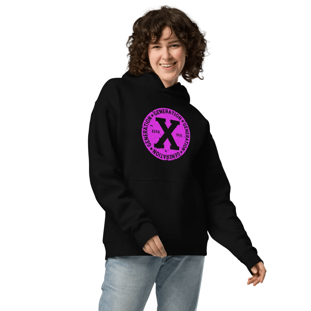 Generation X ESTD 1976 Distressed Premium Women Hoodie Black product image (2)